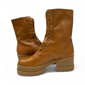 Clergerie Woody New Tan Leather Platform Heeled Boots EU 36.5/US 6 MSRP 795